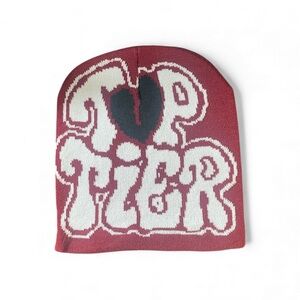 Red and White Graphic Beanie
